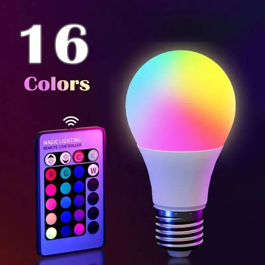 16-Color RGB LED Bulb E27 with Dimmer & 24-Key Remote