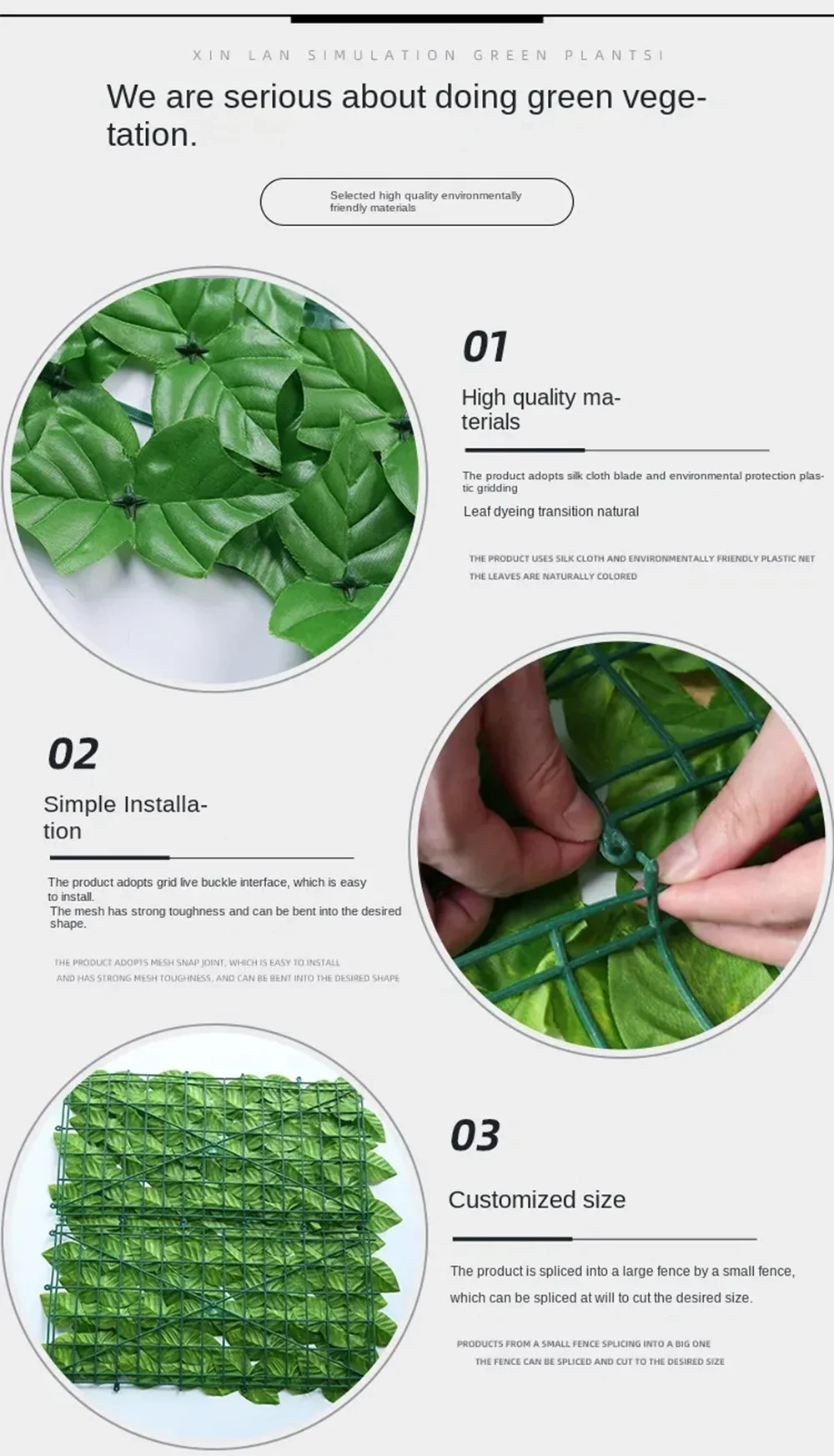 Artificial Ivy Hedge Green Leaf Fence Panels