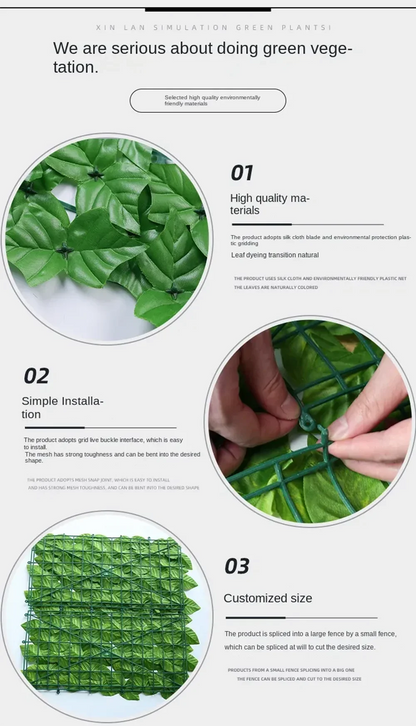 Artificial Ivy Hedge Green Leaf Fence Panels