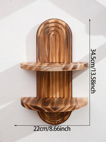 Boho Geometric Wood Wall Shelf