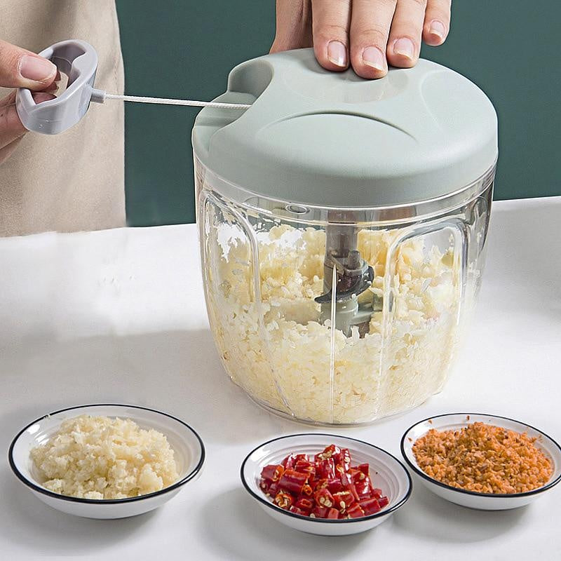 Manual Meat Mincer & Garlic Chopper with Rotating Crusher