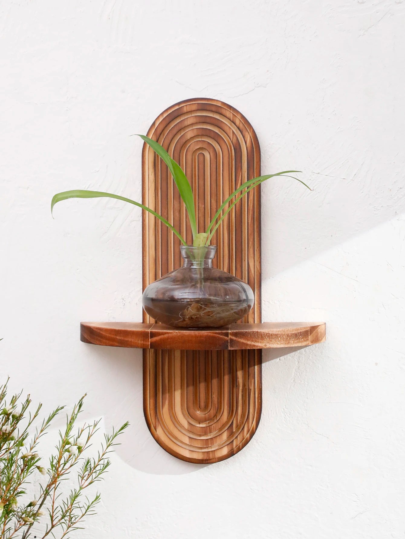 Boho Geometric Wood Wall Shelf