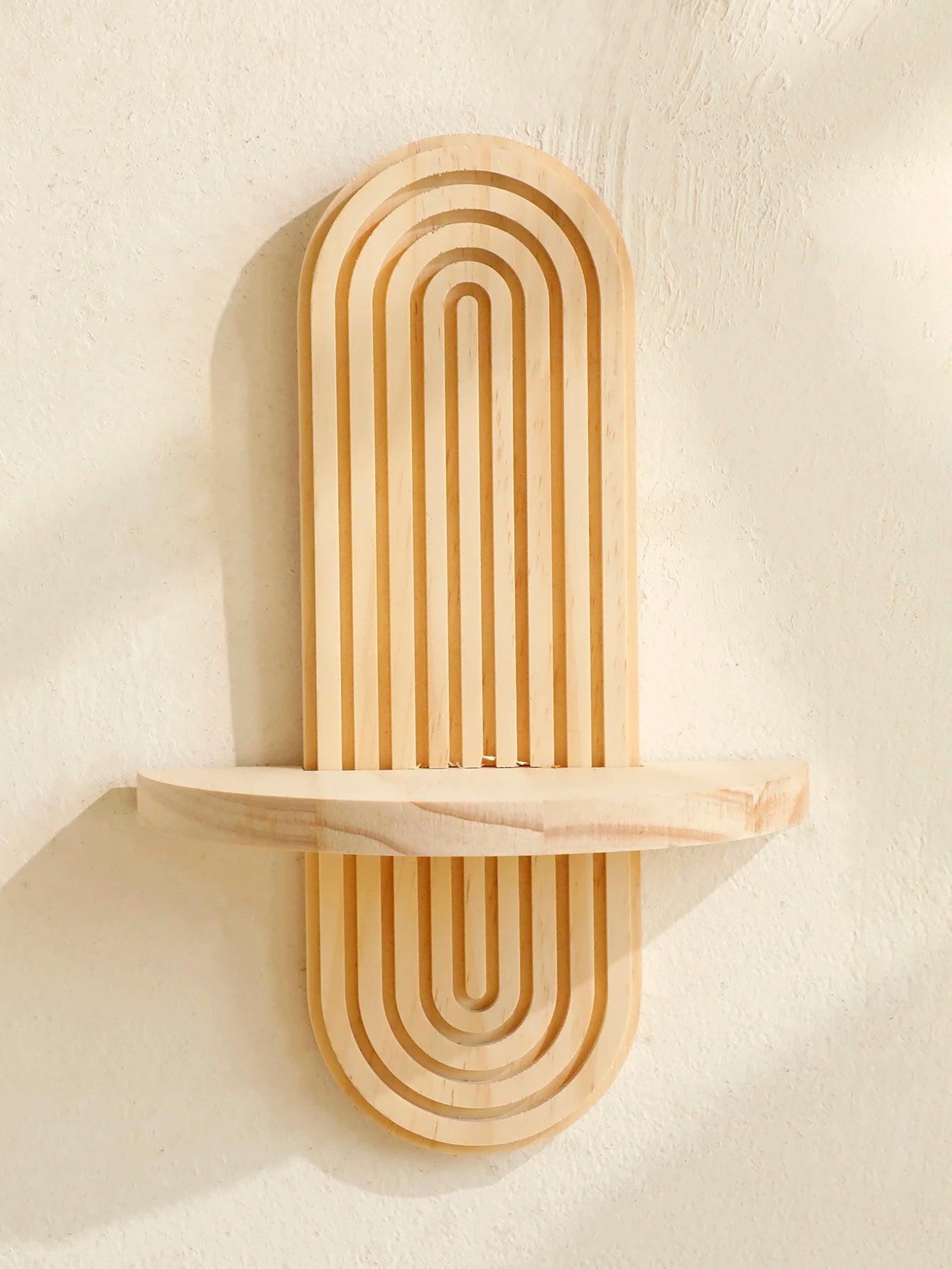 Boho Geometric Wood Wall Shelf