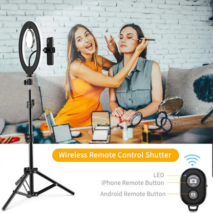 LED Selfie Ring Light with Tripod Stand & USB Remote