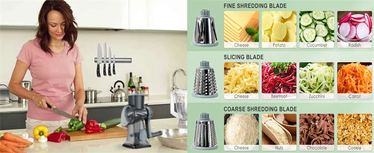 3-in-1 Rotary Grater Slicer & Shredder Set