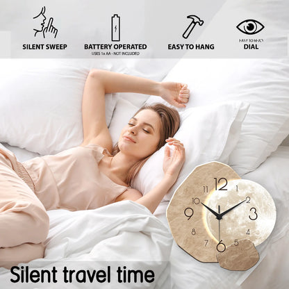 Minimalist Wooden Moon Wall Clock