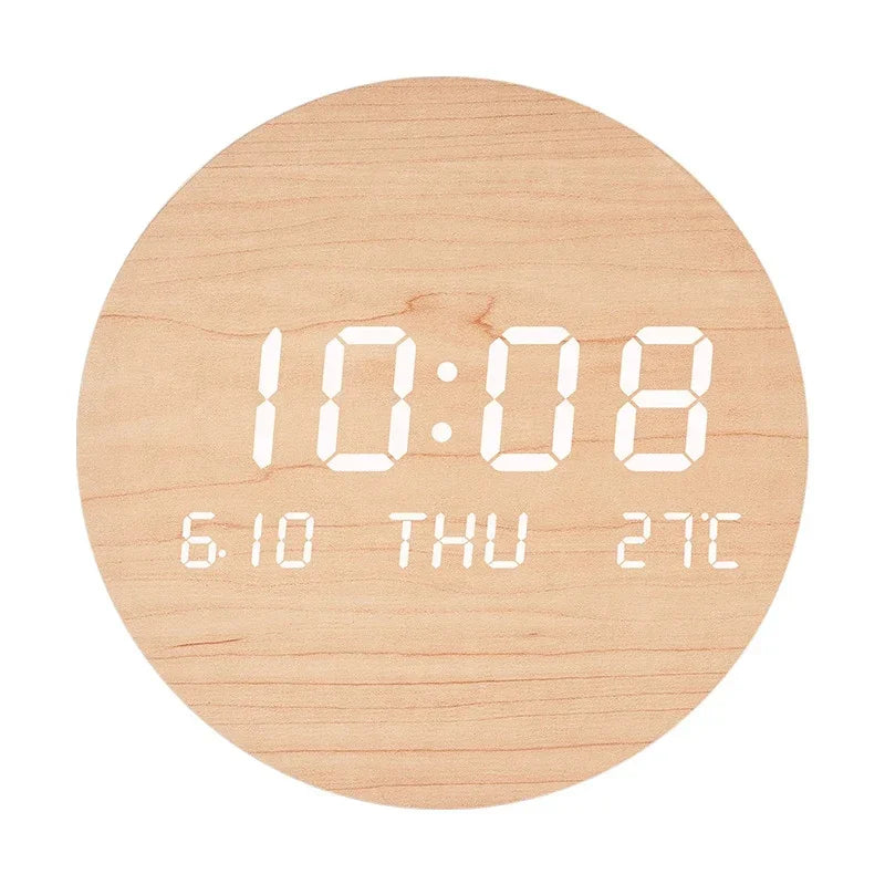LED Digital Wall Clock with Temperature & Date