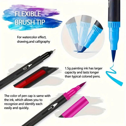 Vibrant Double-Ended Watercolor Markers