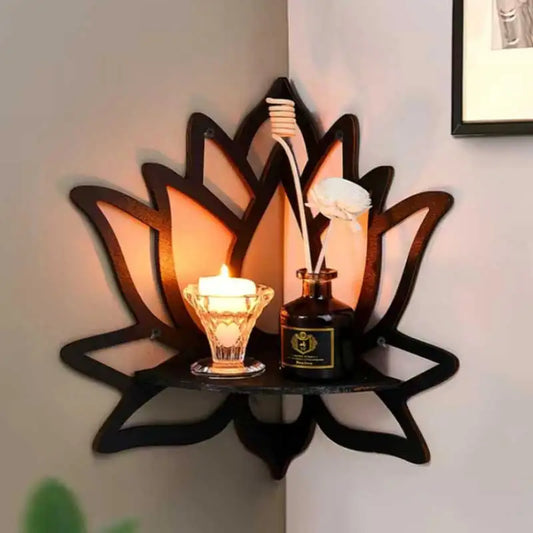 Wooden Lotus Aromatherapy & Candle Holder Shelf